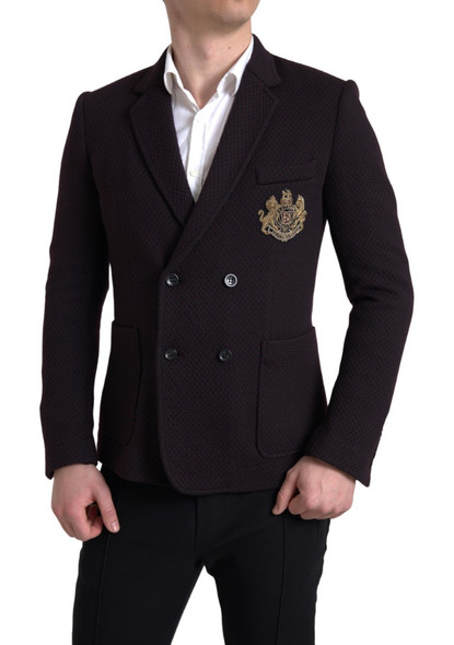 Dolce & Gabbana Purple Logo Embroidery Double Breasted Blazer Dolce & Gabbana Purple Logo Embroidery Double Breasted Blazer