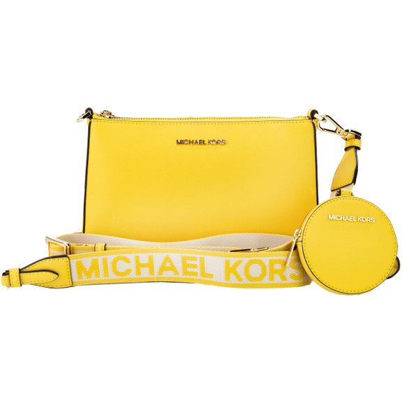Michael Kors Jet Set Daffodil Vegan Crossbody Tech Attachment Bag Purse Michael Kors Jet Set Daffodil Vegan Crossbody Tech Attachment Bag Purse