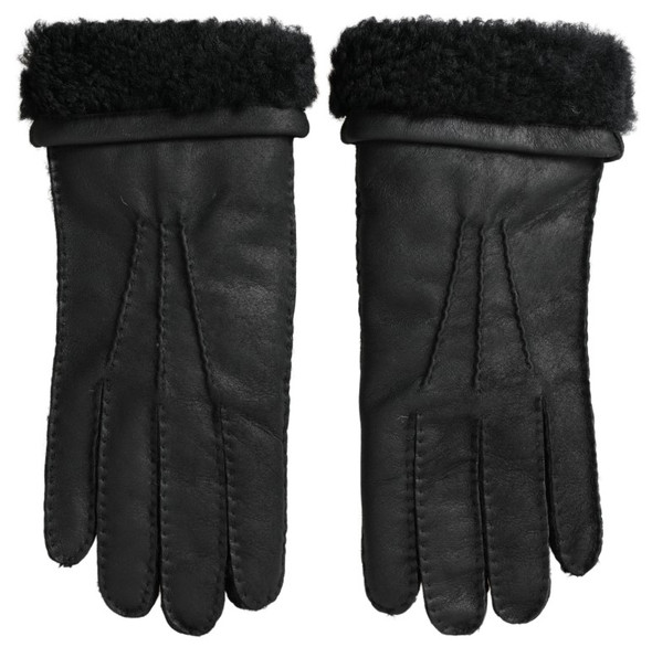 Black Leather Fur Short Hands Mitten Men Gloves Black Leather Fur Short Hands Mitten Men Gloves