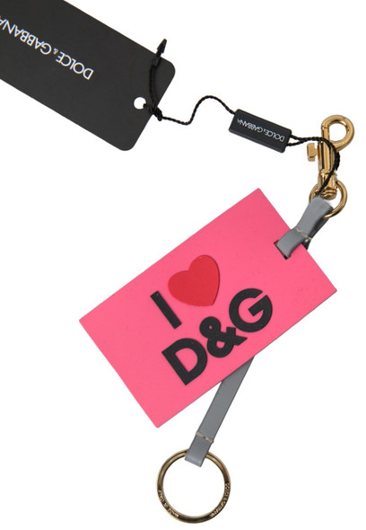 Pink Silicone DG Logo Gold Brass Keyring Women Keychain Pink Silicone DG Logo Gold Brass Keyring Women Keychain