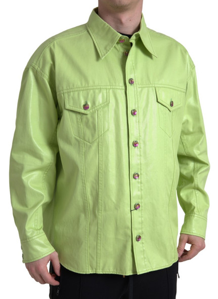 Green Cotton Collared Button Down Shirt Green Cotton Collared Button Down Shirt