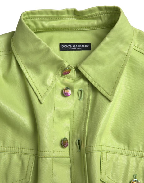 Green Cotton Collared Button Down Shirt Green Cotton Collared Button Down Shirt