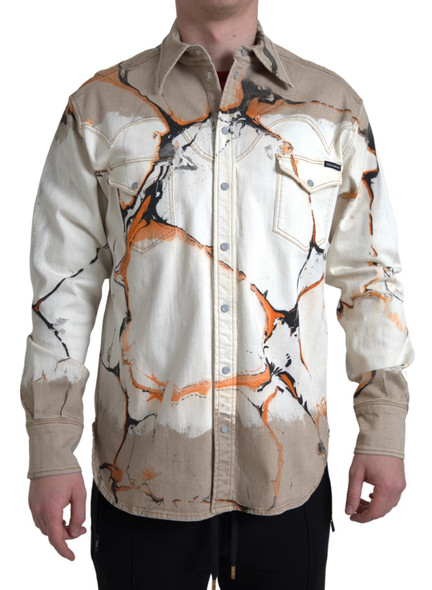 Dolce & Gabbana Multicolor Cotton Collared Denim Shirt Dolce & Gabbana Multicolor Cotton Collared Denim Shirt