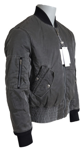 MM6 Maison Margiela Gray Bomber Zipper Pocket Sleeves Jacket MM6 Maison Margiela Gray Bomber Zipper Pocket Sleeves Jacket