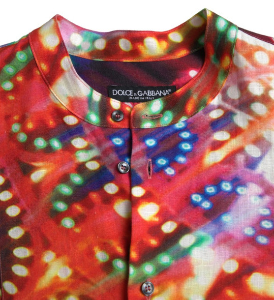 Dolce & Gabbana Multicolor Luminarie Print Linen Shirt Dolce & Gabbana Multicolor Luminarie Print Linen Shirt