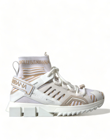 Dolce & Gabbana White Beige Sorrento Socks Sneakers Shoes Dolce & Gabbana White Beige Sorrento Socks Sneakers Shoes
