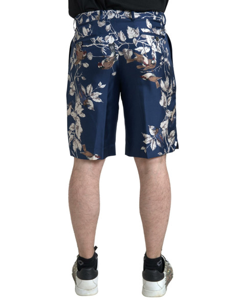 Dolce & Gabbana Blue Floral Print Silk Men Bermuda Shorts Dolce & Gabbana Blue Floral Print Silk Men Bermuda Shorts