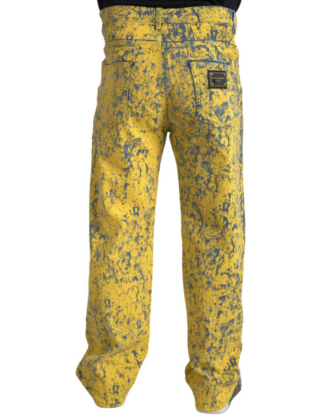 Yellow Cotton Tie Dye Straight Denim Jeans Yellow Cotton Tie Dye Straight Denim Jeans