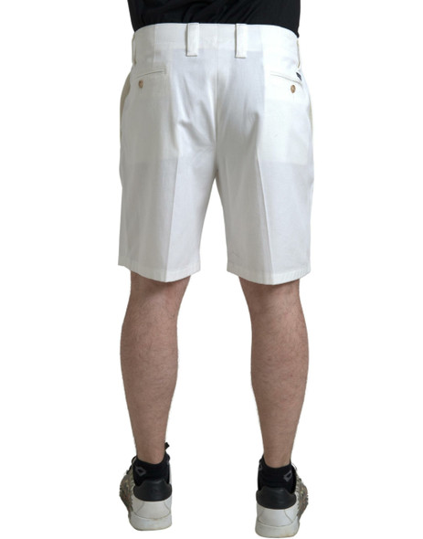 Dolce & Gabbana White Cotton Stretch Men Bermuda Denim Shorts Dolce & Gabbana White Cotton Stretch Men Bermuda Denim Shorts