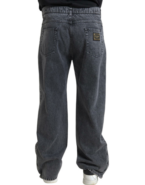 Dolce & Gabbana Dark Gray Cotton Straight Fit Men Denim Jeans Dolce & Gabbana Dark Gray Cotton Straight Fit Men Denim Jeans