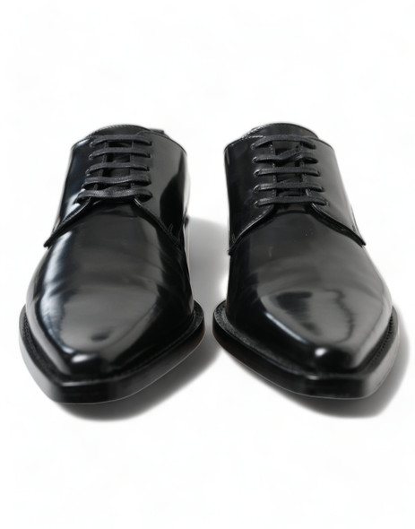 Dolce & Gabbana Black Leather Lace Up Formal Flats Shoes Dolce & Gabbana Black Leather Lace Up Formal Flats Shoes