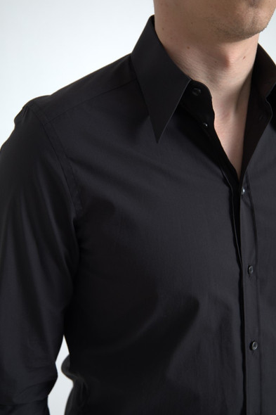 Dolce & Gabbana Black Cotton Men Long Sleeves MARTINI Shirt Dolce & Gabbana Black Cotton Men Long Sleeves MARTINI Shirt