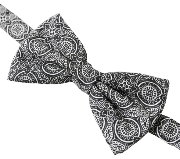 Dolce & Gabbana Black White Pattern Adjustable Neck Papillon Bow Tie Dolce & Gabbana Black White Pattern Adjustable Neck Papillon Bow Tie
