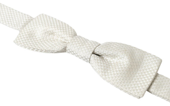 Dolce & Gabbana Ivory Silk Adjustable Neck Papillon Men Bow Tie Dolce & Gabbana Ivory Silk Adjustable Neck Papillon Men Bow Tie