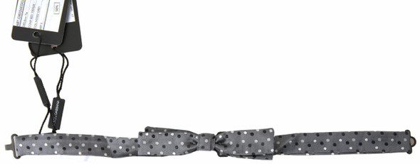 Dolce & Gabbana Gray Polka Dot Silk Adjustable Men Neck Papillon Bow Tie Dolce & Gabbana Gray Polka Dot Silk Adjustable Men Neck Papillon Bow Tie