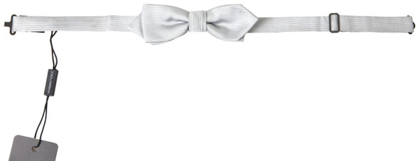 Dolce & Gabbana Gray Silk Adjustable Men Neck Papillon Bow Tie FT3790 Dolce & Gabbana Gray Silk Adjustable Men Neck Papillon Bow Tie FT3790