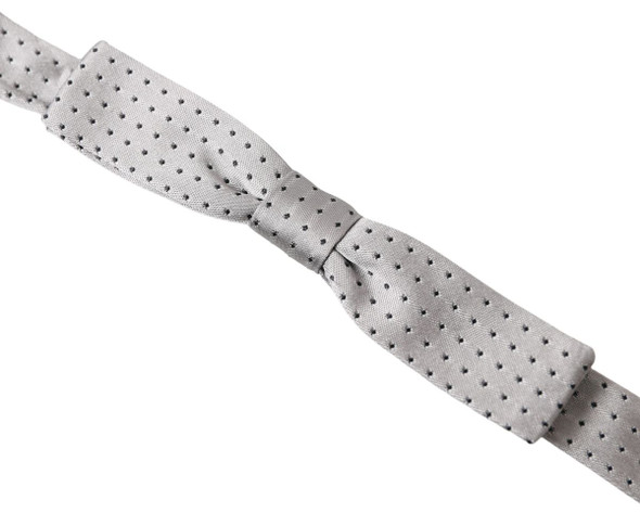 Gray Dotted Silk Adjustable Men Neck Papillon Bow Tie Gray Dotted Silk Adjustable Men Neck Papillon Bow Tie