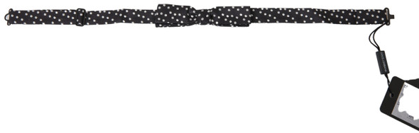 Black Polka Dot Silk Adjustable Men Neck Papillon Bow Tie Black Polka Dot Silk Adjustable Men Neck Papillon Bow Tie