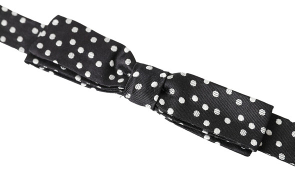 Black Polka Dot Silk Adjustable Men Neck Papillon Bow Tie Black Polka Dot Silk Adjustable Men Neck Papillon Bow Tie