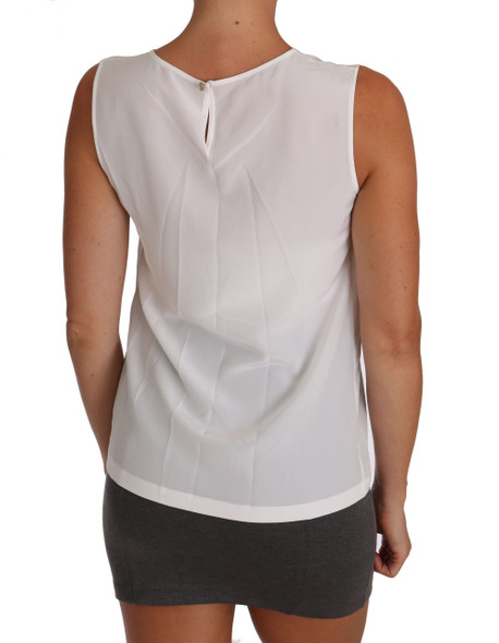Dolce & Gabbana White Silk A-line Sleeveless Blouse T-Shirt Top Dolce & Gabbana White Silk A-line Sleeveless Blouse T-Shirt Top
