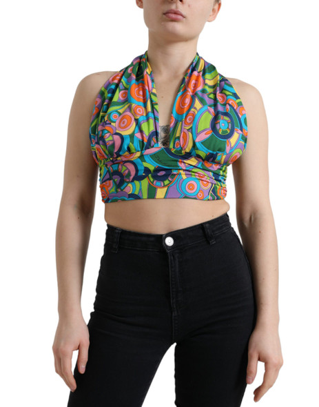 Multicolor Halter Sleeveless Cropped Tank Top Multicolor Halter Sleeveless Cropped Tank Top