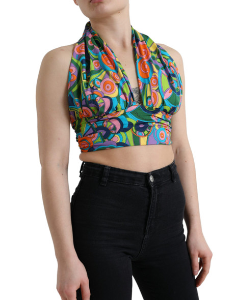 Dolce & Gabbana Multicolor Halter Sleeveless Cropped Tank Top Dolce & Gabbana Multicolor Halter Sleeveless Cropped Tank Top
