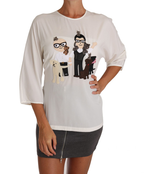 White Silk #dgfamily Blouse T-shirt White Silk #dgfamily Blouse T-shirt