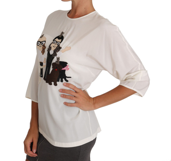 White Silk #dgfamily Blouse T-shirt White Silk #dgfamily Blouse T-shirt