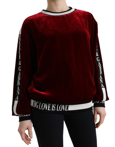 Dolce & Gabbana Bordeaux Velvet Crew Neck Pullover Sweater Dolce & Gabbana Bordeaux Velvet Crew Neck Pullover Sweater