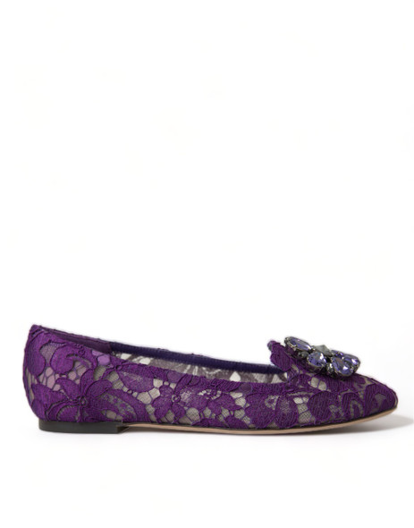 Purple Vally Taormina Lace Crystals Flats Shoes Purple Vally Taormina Lace Crystals Flats Shoes