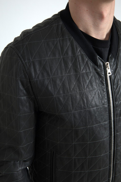 Black Leather Full Zip Bomber Coat Jacket Black Leather Full Zip Bomber Coat Jacket