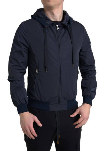 Blue Hooded Logo Polyester Full Zip Sweater Blue Hooded Logo Polyester Full Zip Sweater