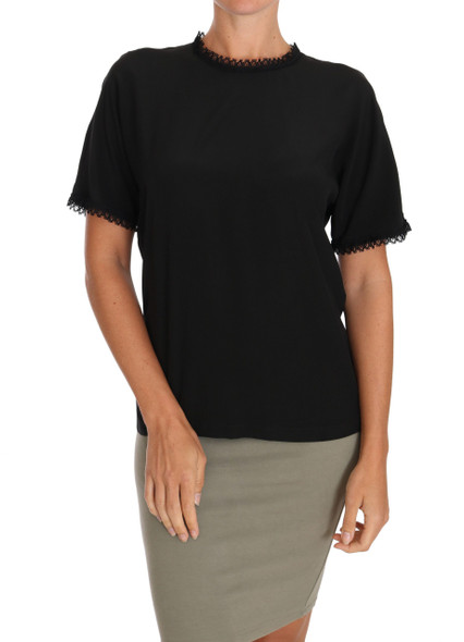 Dolce & Gabbana Black Silk Lace Top Blouse T-Shirt Dolce & Gabbana Black Silk Lace Top Blouse T-Shirt