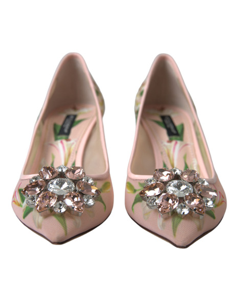 Dolce & Gabbana Pink Floral Crystal Heels Pumps Shoes Dolce & Gabbana Pink Floral Crystal Heels Pumps Shoes