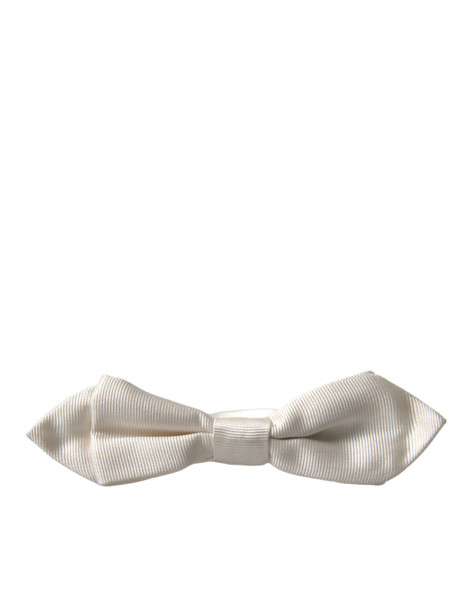 Dolce & Gabbana White Silk Slim Adjustable Neck Papillon Bow Tie Dolce & Gabbana White Silk Slim Adjustable Neck Papillon Bow Tie