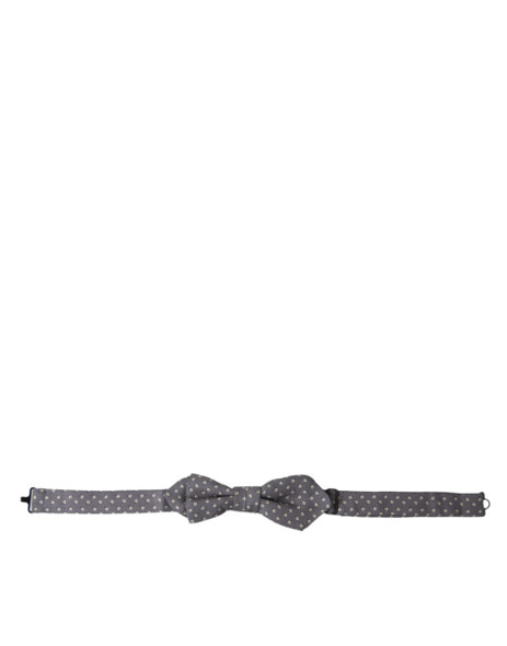 Gray Polka Dots Silk Adjustable Neck Papillon Bow Tie Gray Polka Dots Silk Adjustable Neck Papillon Bow Tie
