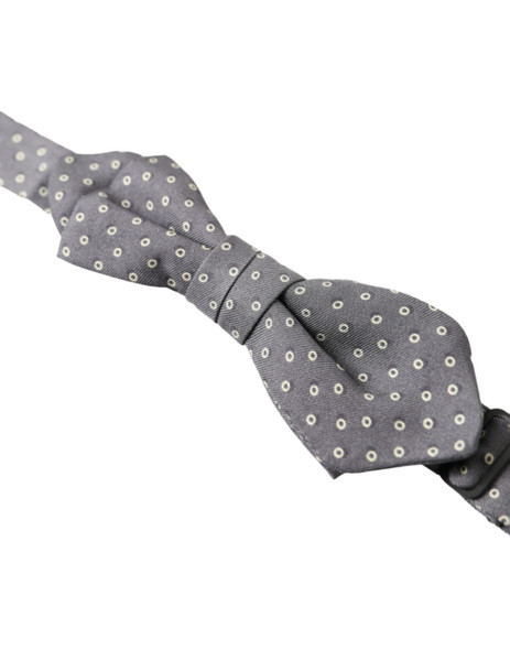 Gray Polka Dots Silk Adjustable Neck Papillon Bow Tie Gray Polka Dots Silk Adjustable Neck Papillon Bow Tie