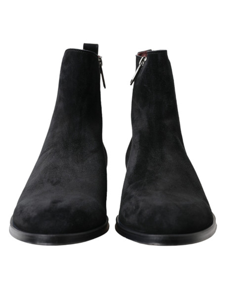Black Suede Leather Mid Calf Men Boots Shoes Black Suede Leather Mid Calf Men Boots Shoes