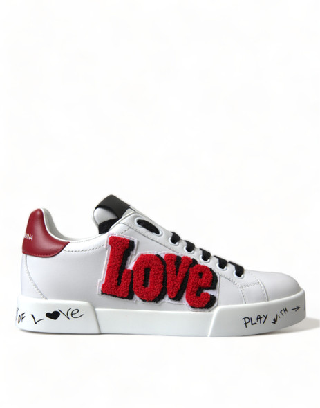 Dolce & Gabbana White Love Patch Portofino Classic Sneakers Shoes Dolce & Gabbana White Love Patch Portofino Classic Sneakers Shoes