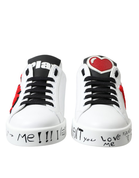 White Love Patch Portofino Classic Sneakers Shoes White Love Patch Portofino Classic Sneakers Shoes