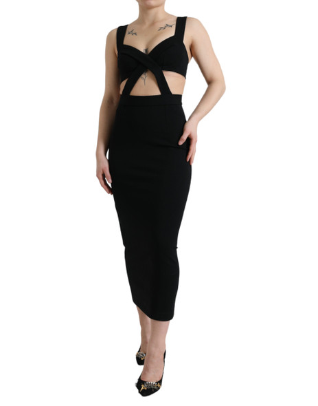 Black Cut Out Sleeveless Bodycon Midi Dress Black Cut Out Sleeveless Bodycon Midi Dress