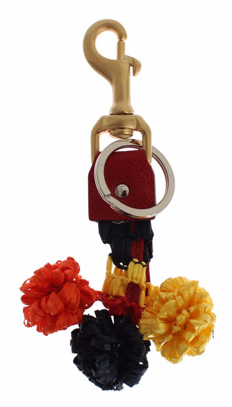 Gold Yellow Raffia Leather Clasp Finder Chain Keyring Gold Yellow Raffia Leather Clasp Finder Chain Keyring