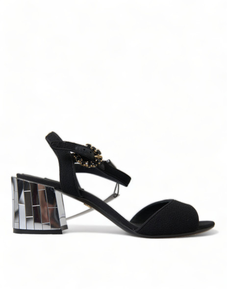 Black Crystals Ankle Strap Sandals Shoes Black Crystals Ankle Strap Sandals Shoes