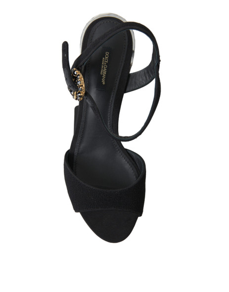 Black Crystals Ankle Strap Sandals Shoes Black Crystals Ankle Strap Sandals Shoes