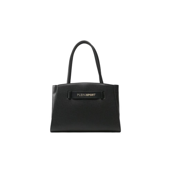 Chic Ebony Tote with Silver Logo Accent Chic Ebony Tote with Silver Logo Accent