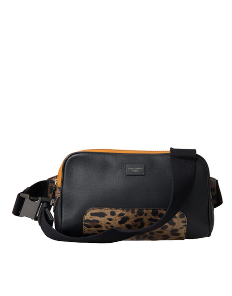 Black Exotic Leather Logo Belt Waist Fanny Pack Bag Black Exotic Leather Logo Belt Waist Fanny Pack Bag