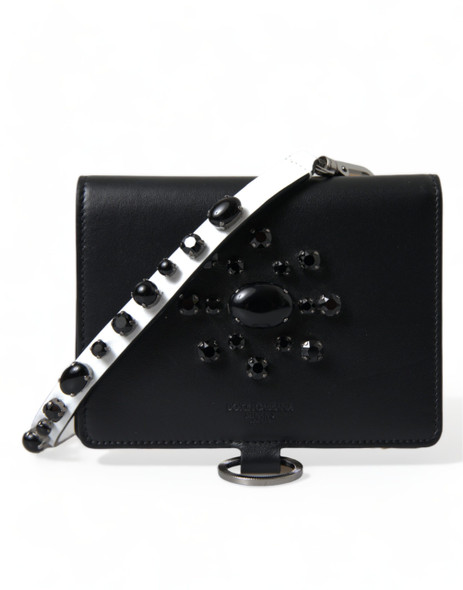 Dolce & Gabbana Black Leather Crystal Embellished Card Holder Wallet Dolce & Gabbana Black Leather Crystal Embellished Card Holder Wallet