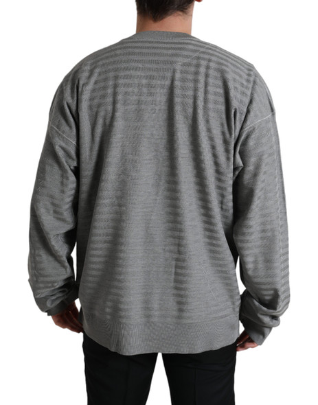 Gray Crewneck Pullover Silk Top Sweater Gray Crewneck Pullover Silk Top Sweater