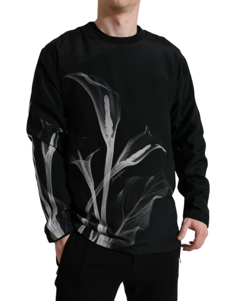 Dolce & Gabbana Black Floral Print Crewneck Pullover Sweater Dolce & Gabbana Black Floral Print Crewneck Pullover Sweater