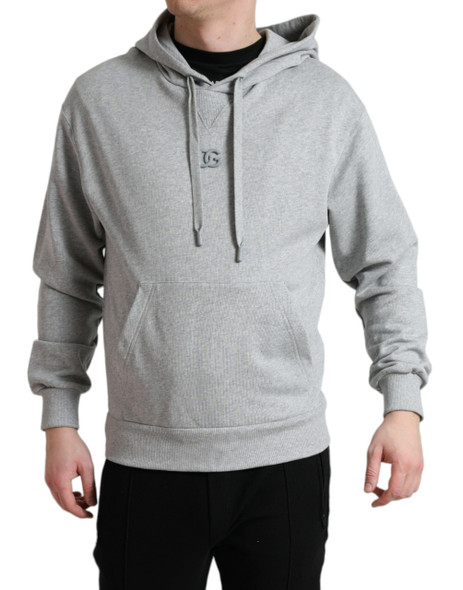 Gray Cotton Logo Hooded Sweatshirt Sweater Gray Cotton Logo Hooded Sweatshirt Sweater